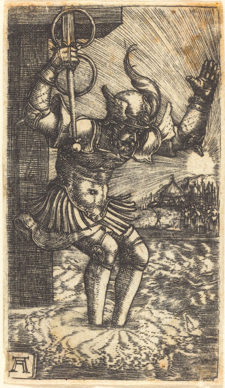 Horatio Cocles ugrál a Tiberis folyóba alkotó: Albrecht Altdorfer