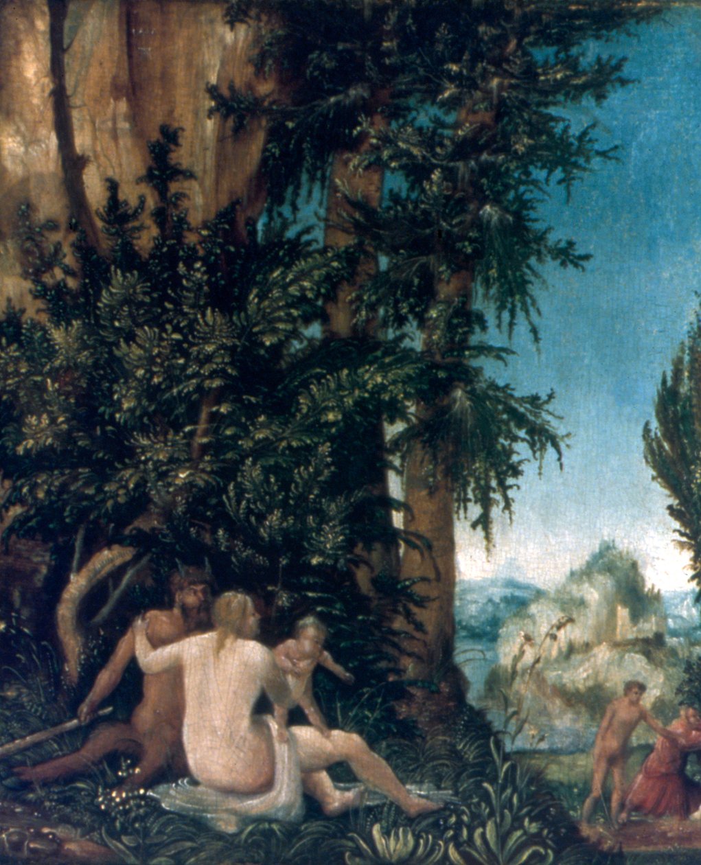 Táj a szatírok családjával, 1507 alkotó: Albrecht Altdorfer