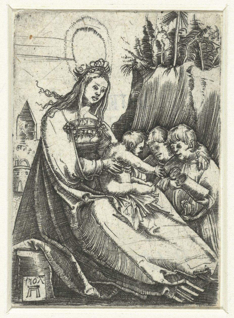 Mária a gyermek Krisztussal és két fiúval alkotó: Albrecht Altdorfer