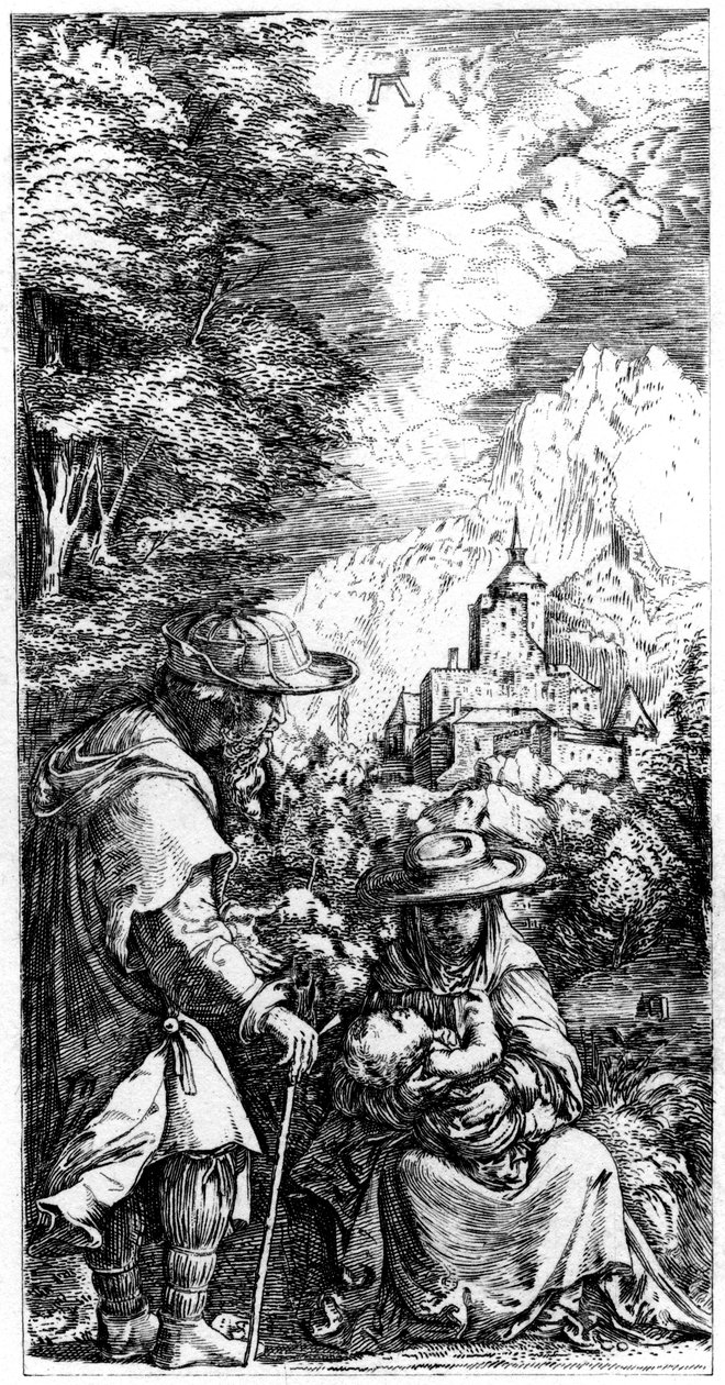 Pihenjen az egyiptomi repülésen, c1515-1519 1849. alkotó: Albrecht Altdorfer