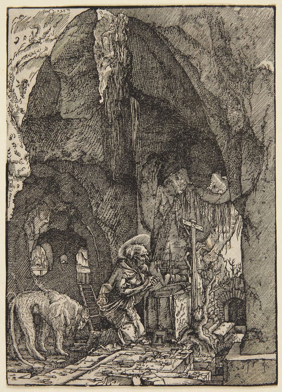 Szent Jeromos egy barlangban alkotó: Albrecht Altdorfer