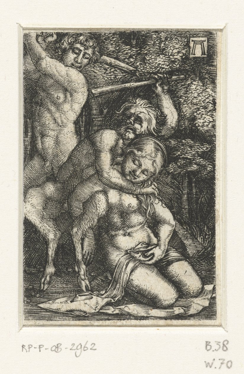 Szatír és egy férfi harcol egy nőért alkotó: Albrecht Altdorfer