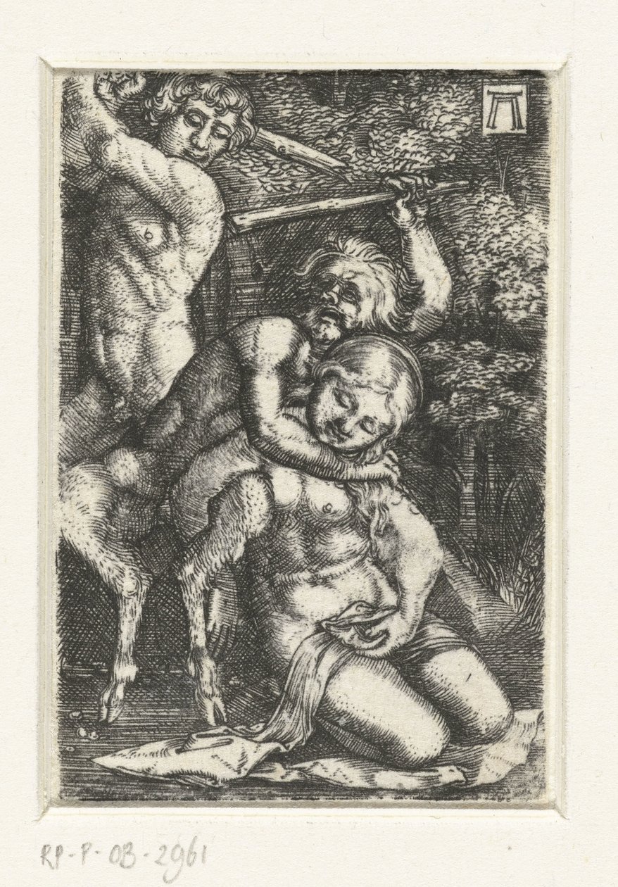 Szatír és egy férfi harcol egy nőért alkotó: Albrecht Altdorfer