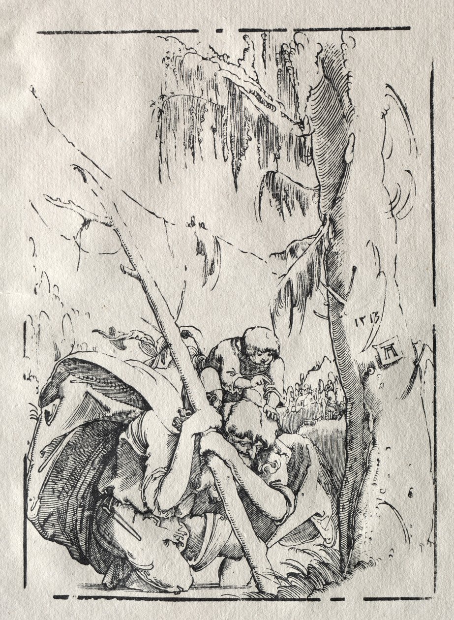 Szent Kristóf átkel a vízen Krisztussal a vállán alkotó: Albrecht Altdorfer