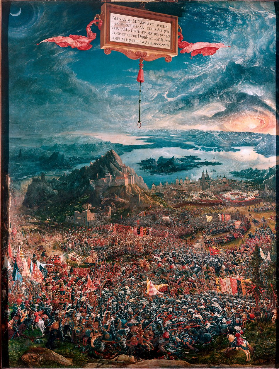 Az issos-i csata (vagy Issos-i csata), amelyet Nagy Sándor nyert Kr.e. 333-ban Albrecht Altdorfer festménye (1480-1538) 1529 Méret: 158x120 cm München, Alte Pinakothek - Az issos-i csata (Kr.e. 333) - Albrecht Altdorfer festménye (1480-1538) 158x120 cm. 15 alkotó: Albrecht Altdorfer