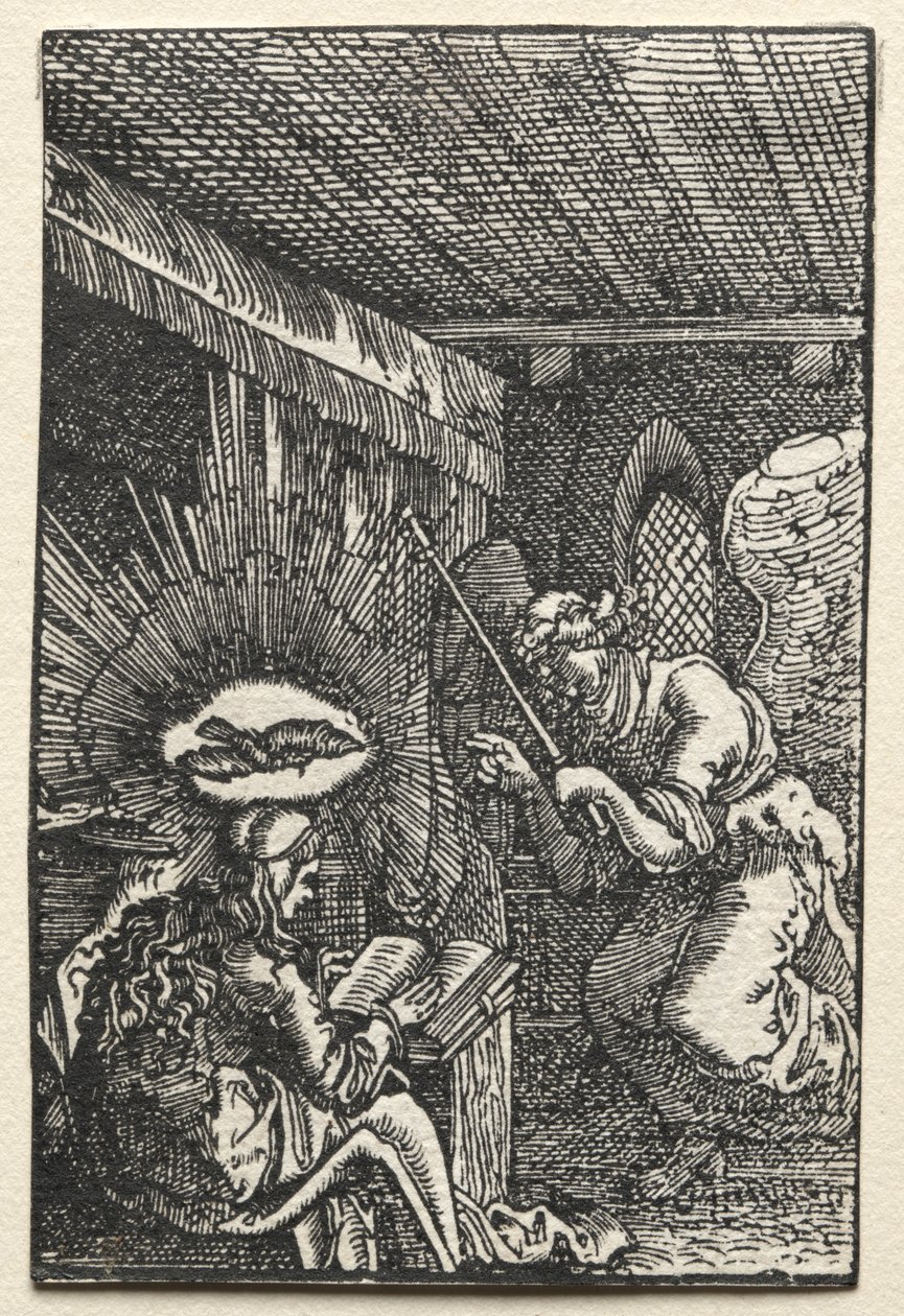 Az ember bukása és megváltása: Az Angyali üdvözlet, c. 1515. alkotó: Albrecht Altdorfer
