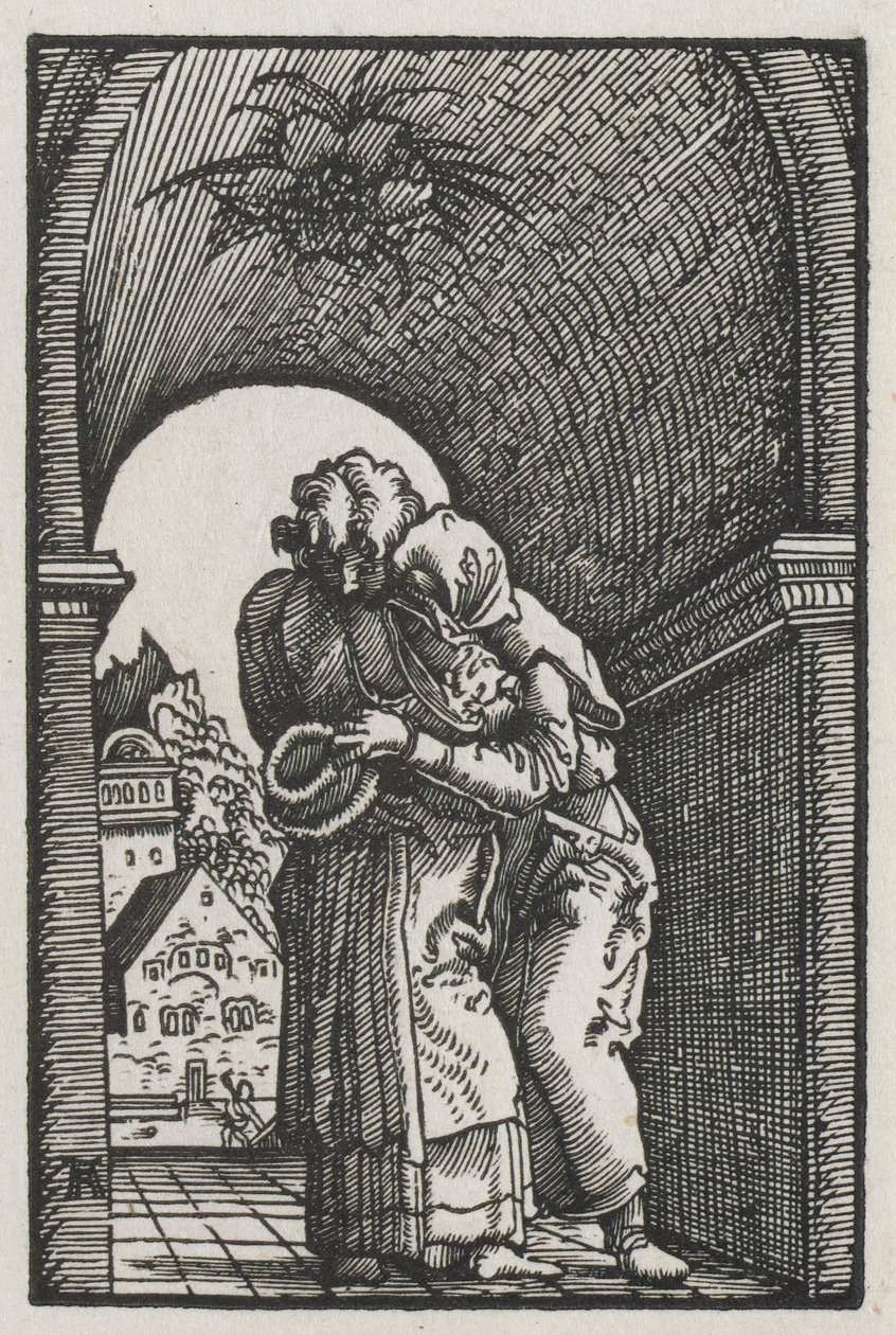 Az ember bukása és megváltása: Joachim és Anne ölelése a Golden Gate-nél alkotó: Albrecht Altdorfer