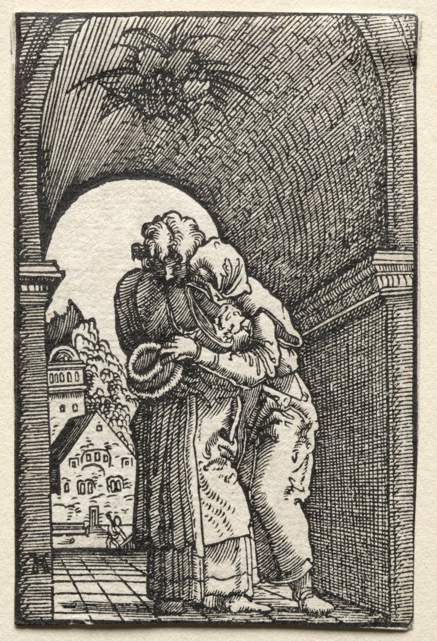 Az ember bukása és megváltása: Joachim és Anne ölelése a Golden Gate-nél, 1515. alkotó: Albrecht Altdorfer