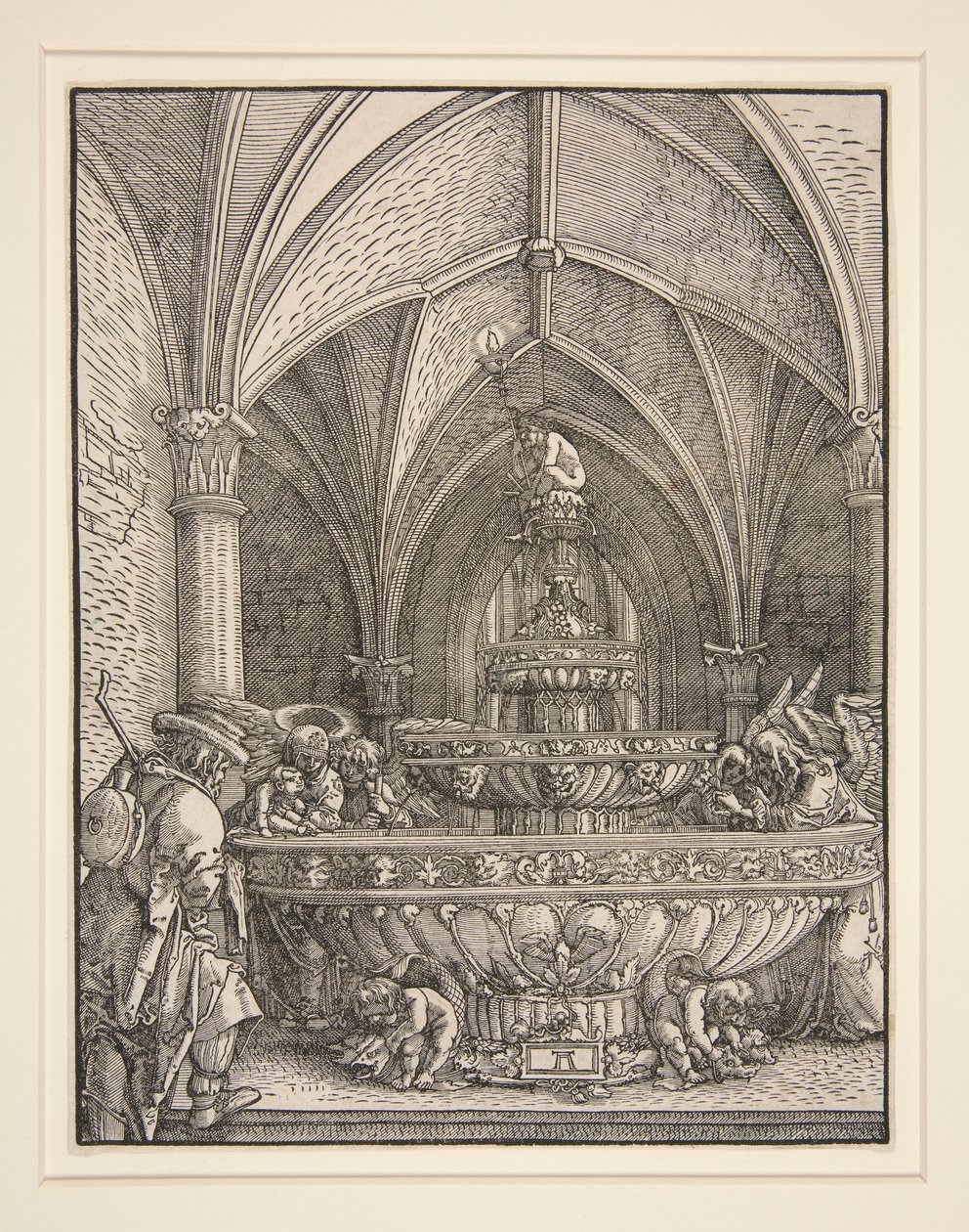 A Szent Család egy szökőkútnál Egyiptomba repül alkotó: Albrecht Altdorfer