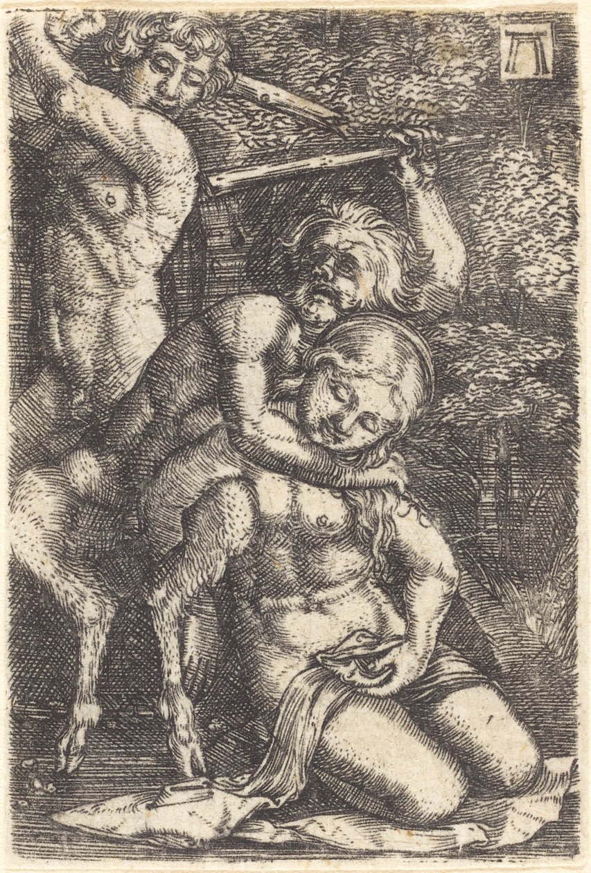 Két szatír harcol egy nimfáért alkotó: Albrecht Altdorfer