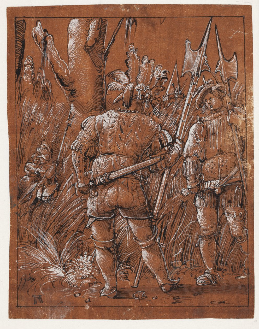 Két lansquenet egy szerelmespárt néz alkotó: Albrecht Altdorfer