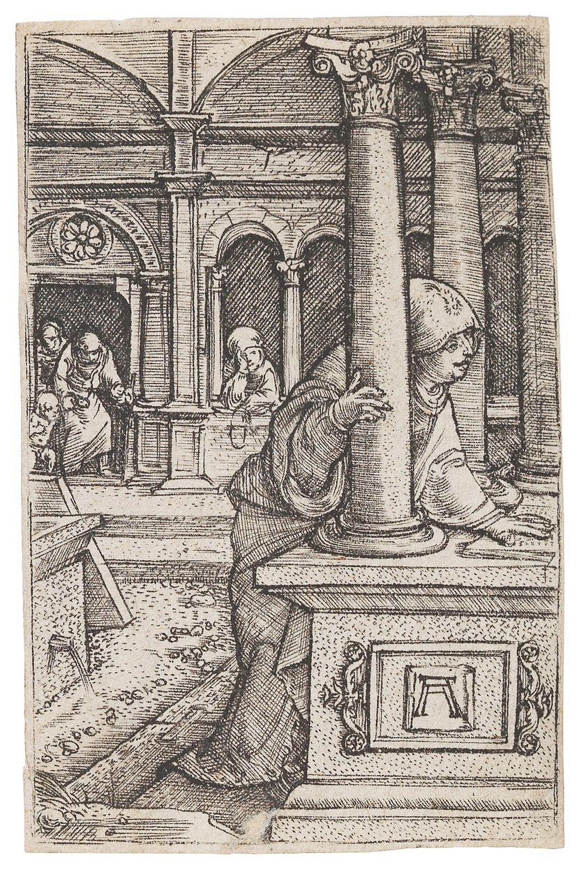 Szűz Mária a tizenkét éves Jézust keresi a templomban, kb. 1519. alkotó: Albrecht Altdorfer