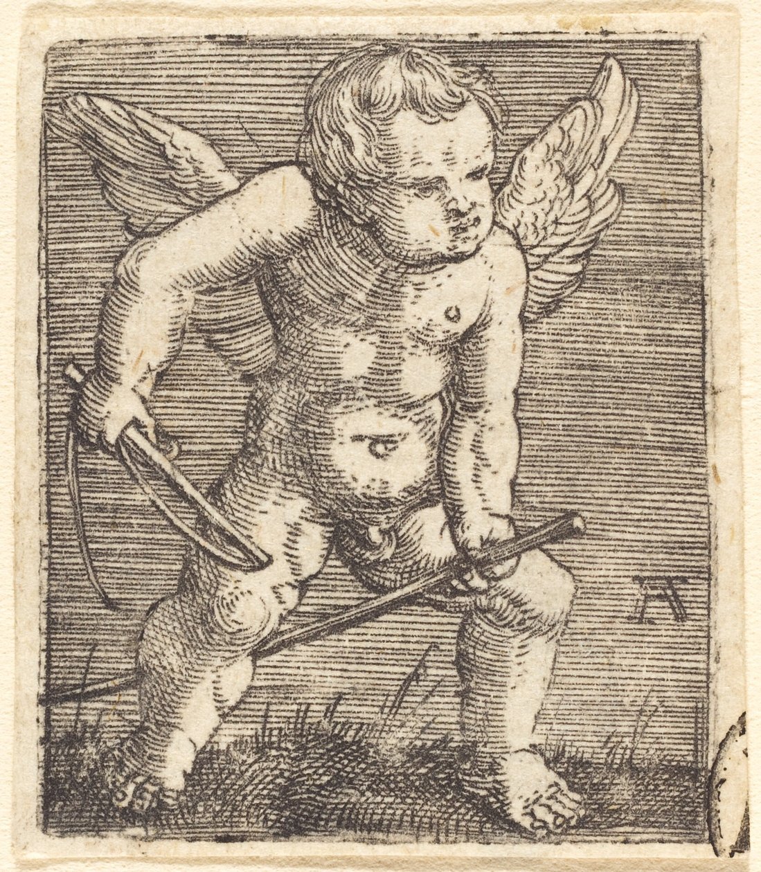 Szárnyas Genii Hobby Horse-val és ostorral alkotó: Albrecht Altdorfer