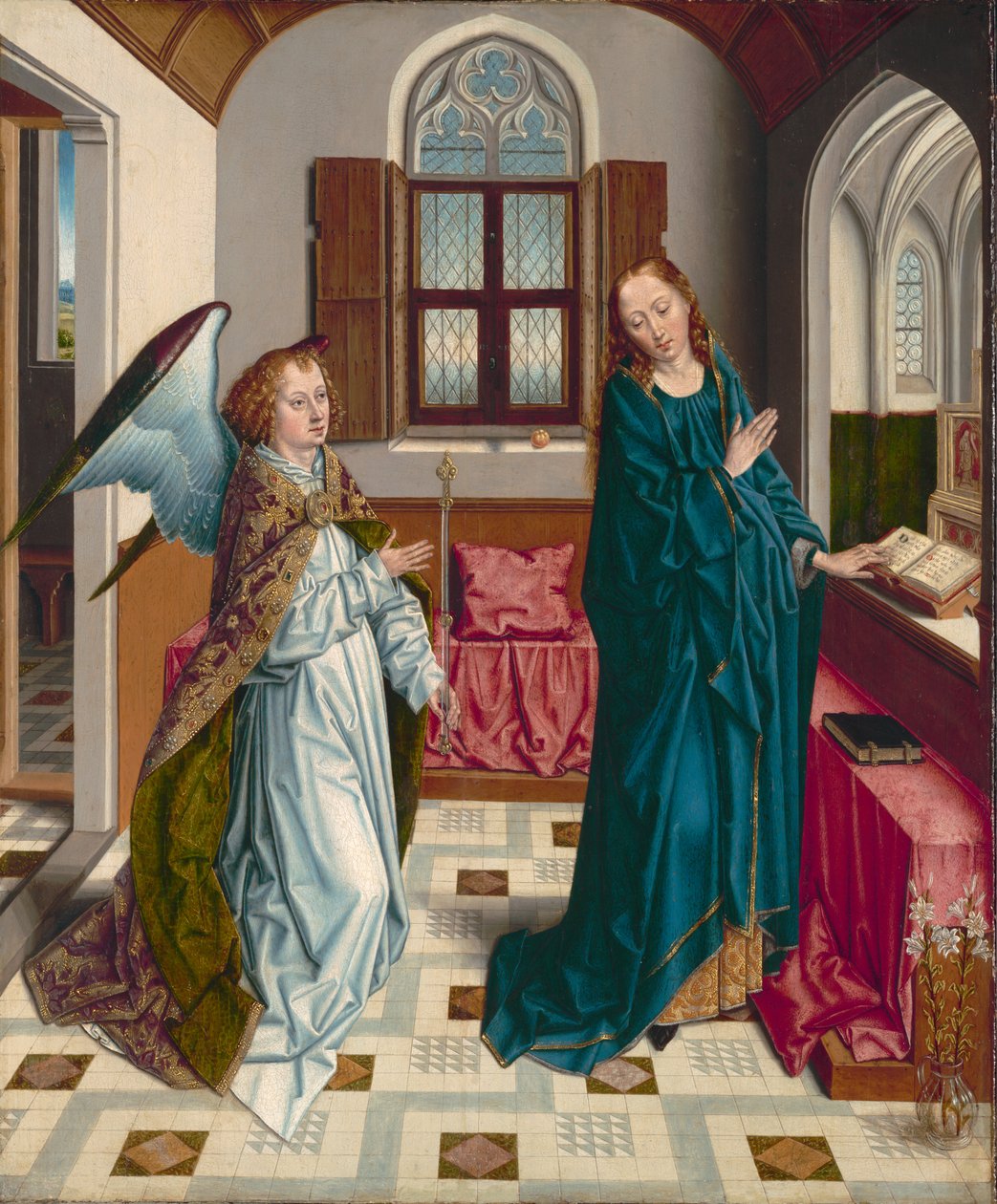 Az Angyali üdvözlet, 1480 körül alkotó: Albrecht Bouts