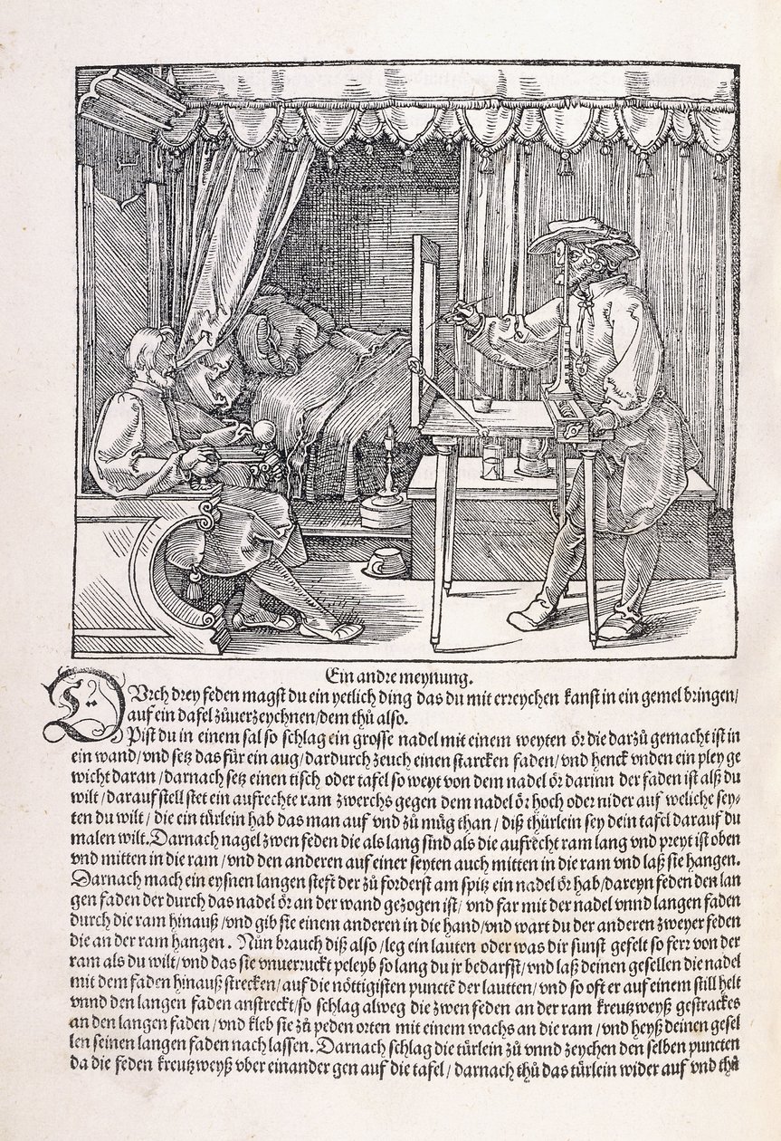 Rajzkerettel portrét rajzoló rajzoló, 1525 alkotó: Albrecht Dürer