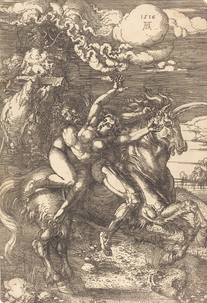 Elrablás egy unikornison, 1516. alkotó: Albrecht Dürer