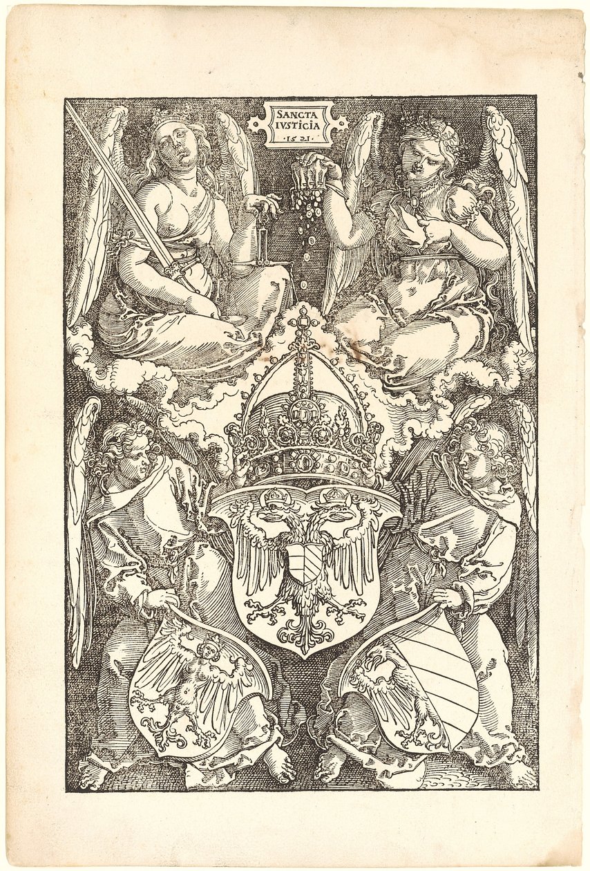 Allegória a Birodalom és Nürnberg város címereivel alkotó: Albrecht Dürer