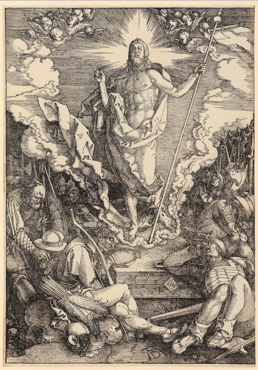 Krisztus feltámadása, a „Nagy Passió” sorozat 12. lapja alkotó: Albrecht Dürer