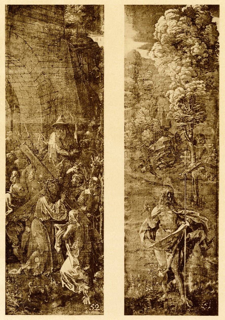 Kereszt és Krisztus viselése a győzelem zászlajával alkotó: Albrecht Dürer