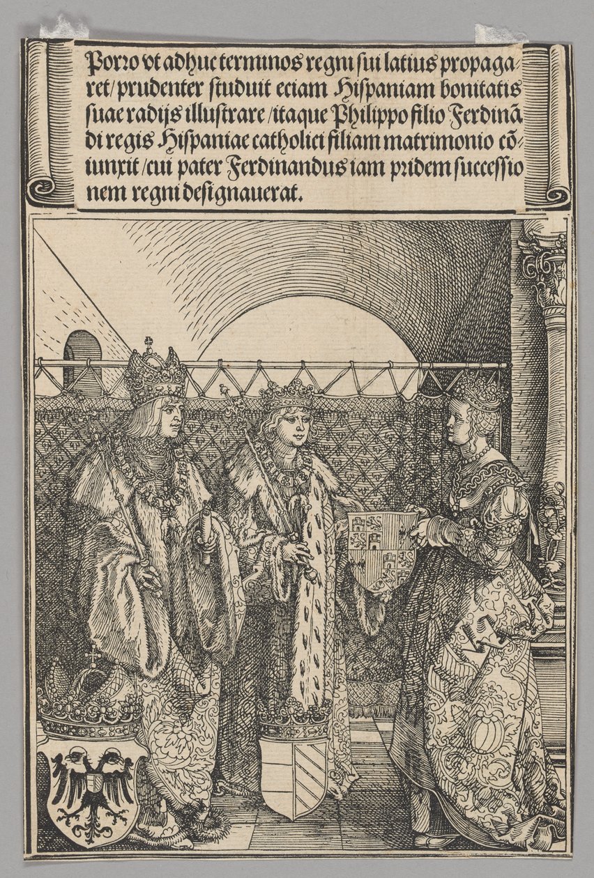 Phillipp eljegyzése Johannával, 15. lemez a Történelmi jelenetek I. Maximilianus császár életéből a Diadalívből alkotó: Albrecht Dürer