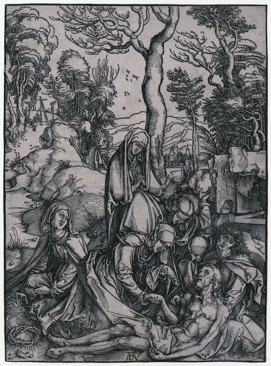 Krisztus siratása, a „Die Grosse Passion” sorozat 9. lapja alkotó: Albrecht Dürer