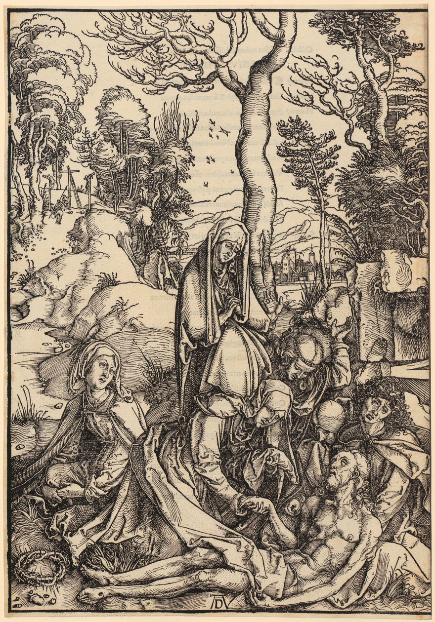 Krisztus siratása, a „Die Grosse Passion” sorozat 9. lapja alkotó: Albrecht Dürer