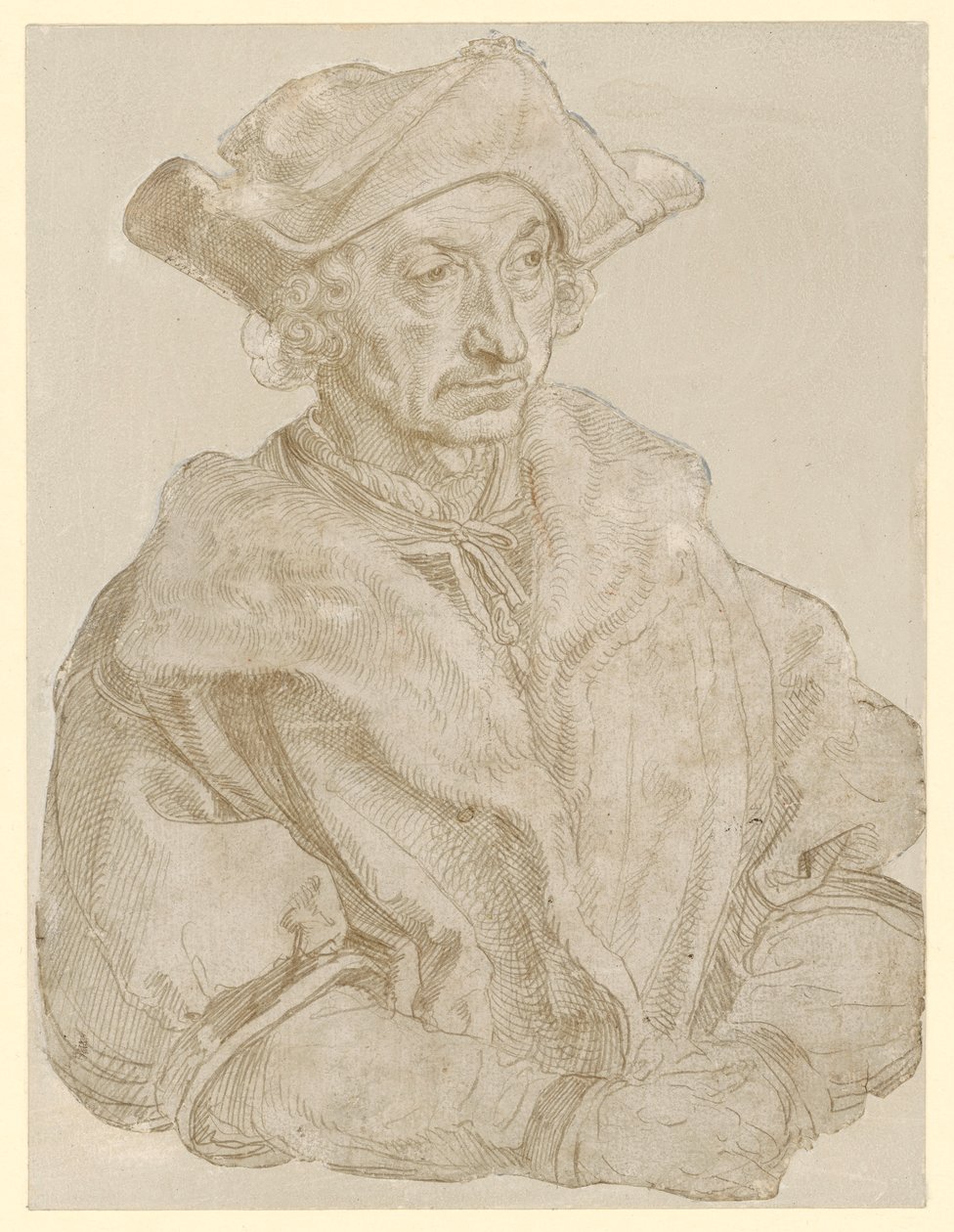 Egy idősebb, szakálltalan férfi portréja (Sebastian Brant) alkotó: Albrecht Dürer