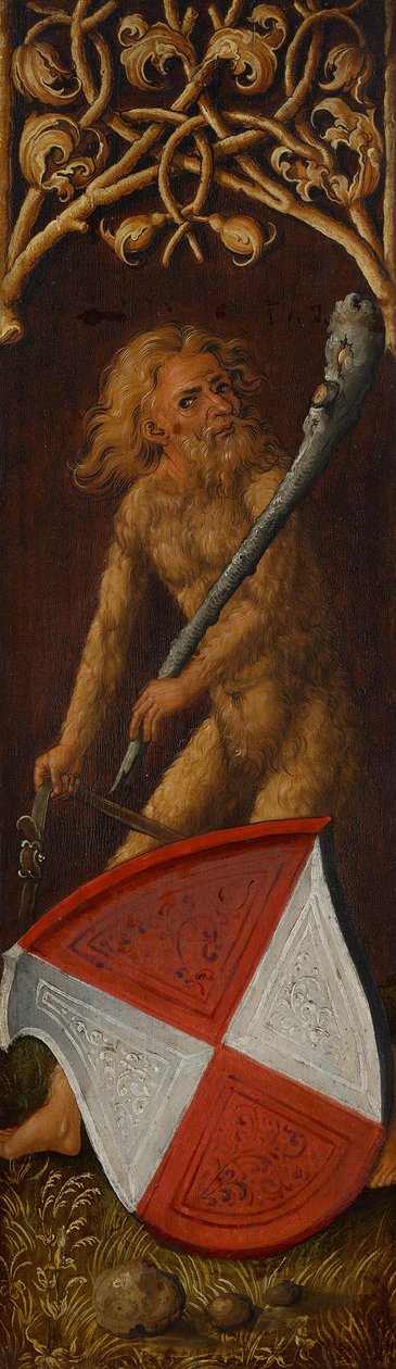 Bildnistriptychon des Oswolt Krel, rechter Flügel: "Wilder Mann" mit dem Wappen der Agathe von Esendorf alkotó: Albrecht Dürer