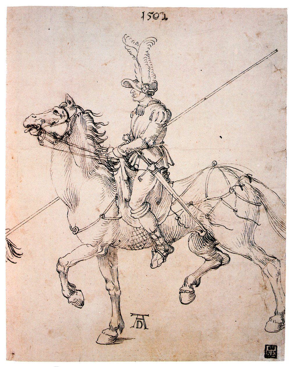 Cavalier Lance-szel, 1502 alkotó: Albrecht Dürer