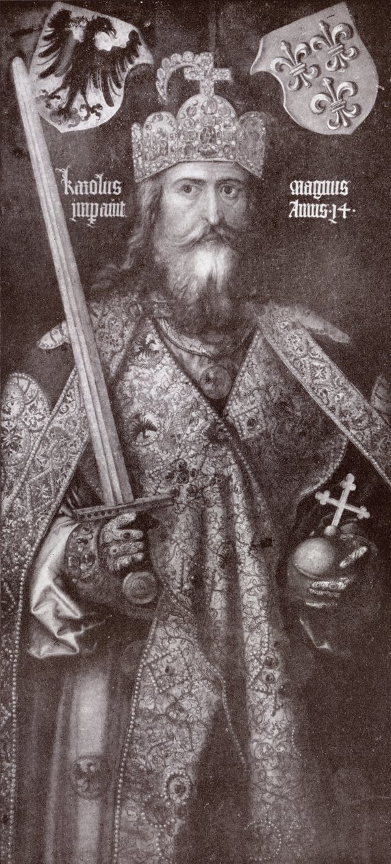 Charlemagne, illusztráció A. R. Hope Moncrieff „Romance and Legend of Chivalry” című művéből alkotó: Albrecht Dürer