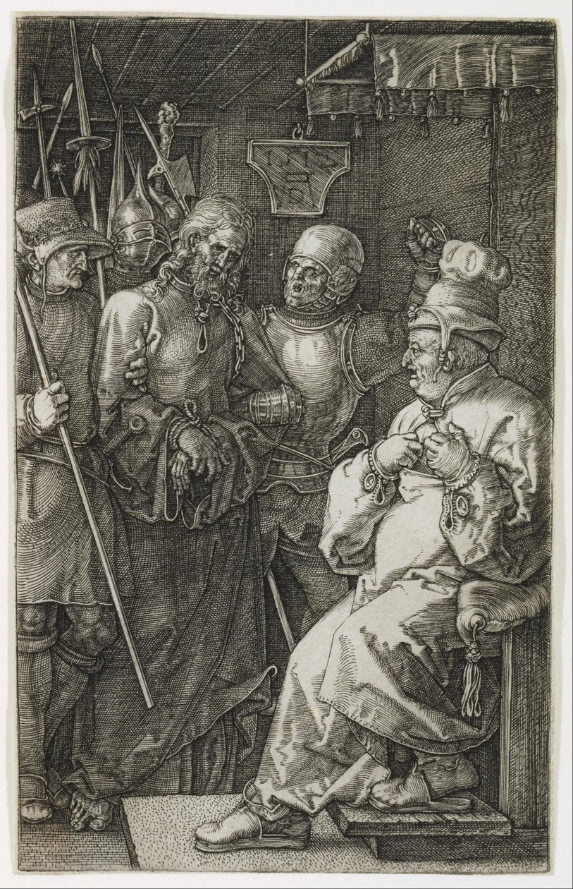 Krisztus Kajafás előtt alkotó: Albrecht Dürer