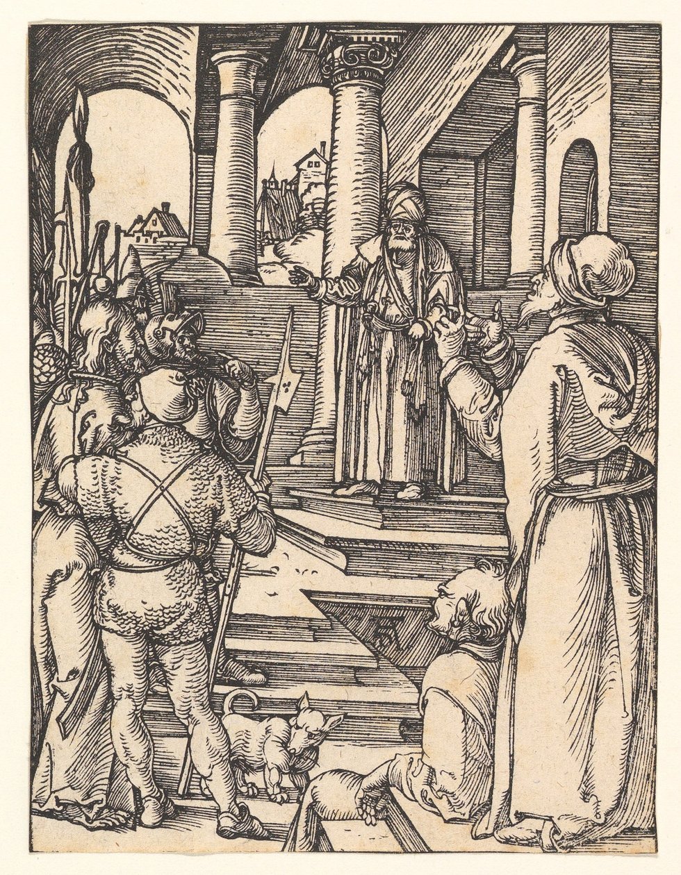 Krisztus Pilátus előtt, a „Kis passió” című sorozatból alkotó: Albrecht Dürer
