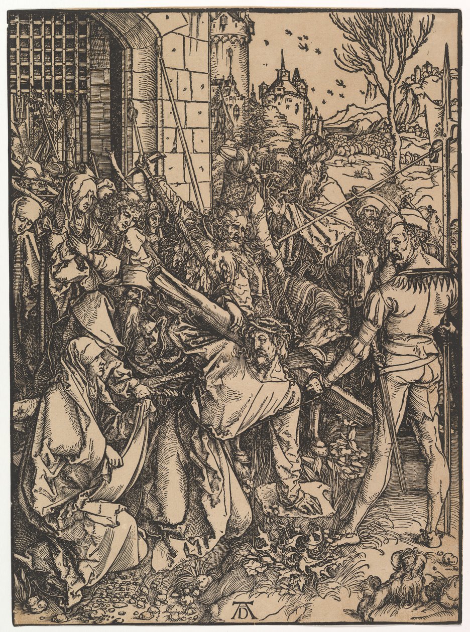 A keresztet hordozó Krisztus, A nagy szenvedésből, kb. 1498. alkotó: Albrecht Dürer