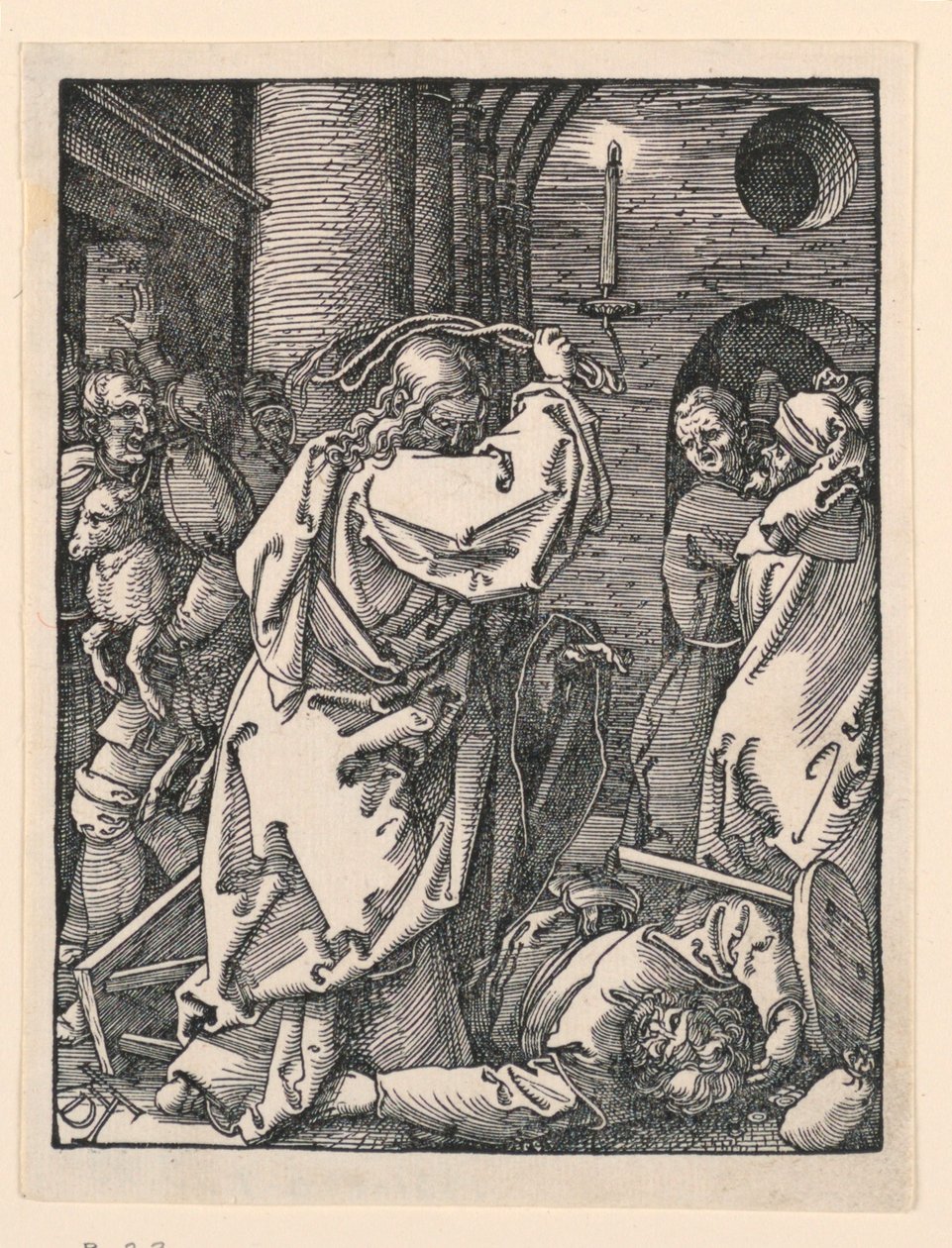 Krisztus kiűzi a kereskedőket (vagy pénzváltókat) a templomból, A kis szenvedély sorozatból alkotó: Albrecht Dürer
