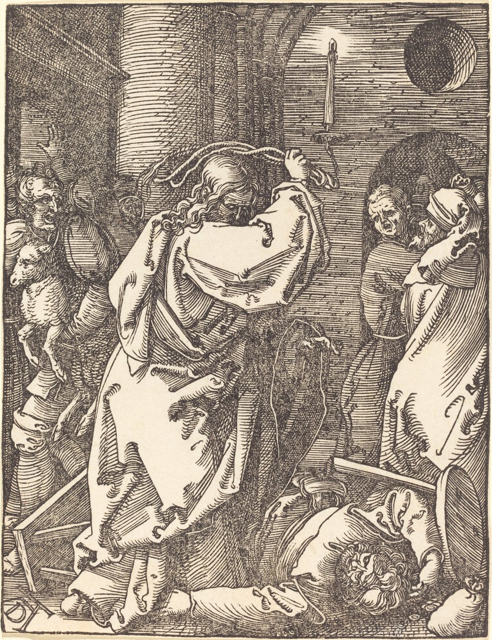 Krisztus kiűzi a pénzkölcsönzőket a templomból alkotó: Albrecht Dürer