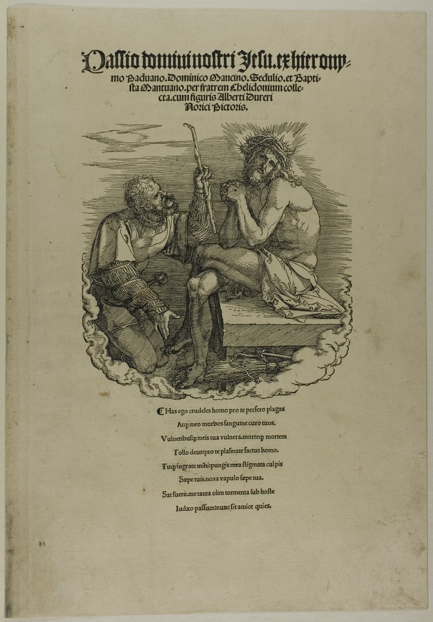 Krisztus, a fájdalmak embere, akit egy katona kigúnyol, A nagy passióból alkotó: Albrecht Dürer