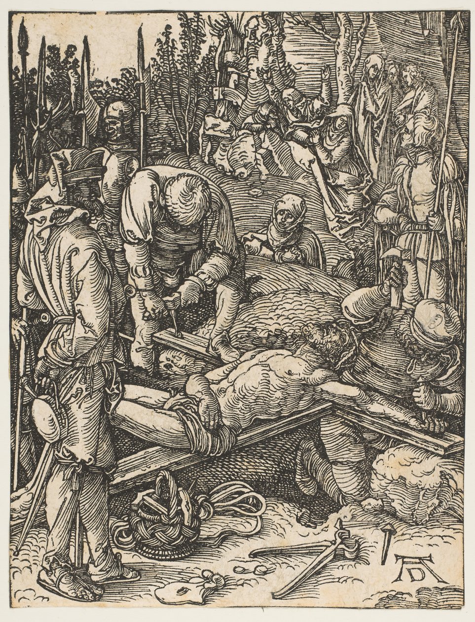 A keresztre szegezett Krisztus, A kis szenvedésből, kb. 1509. alkotó: Albrecht Dürer