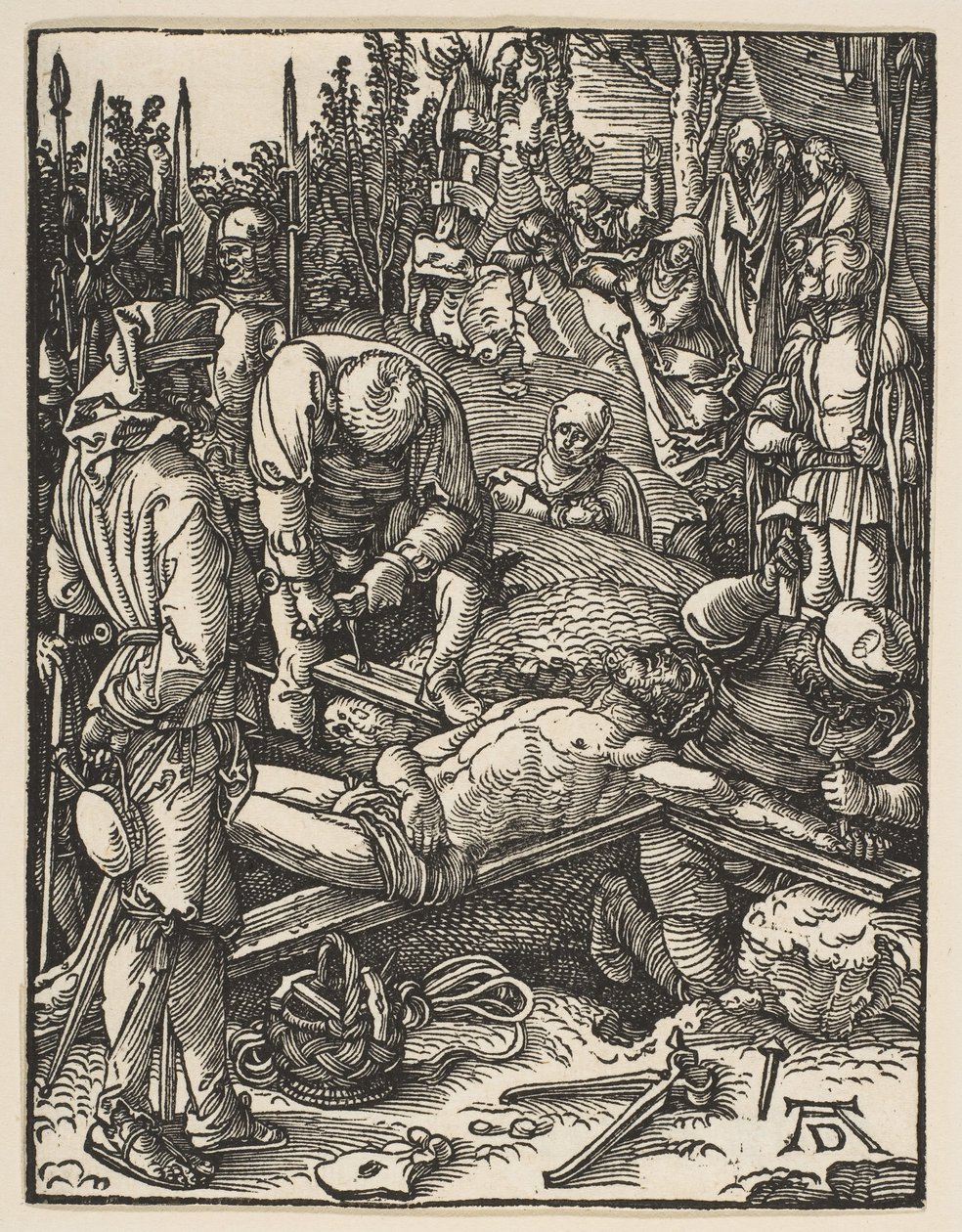 A keresztre szegezett Krisztus, A kis szenvedésből, kb. 1509. alkotó: Albrecht Dürer