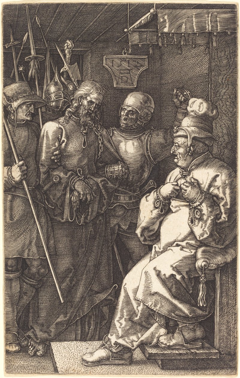 Krisztus Kajafás előtt alkotó: Albrecht Dürer