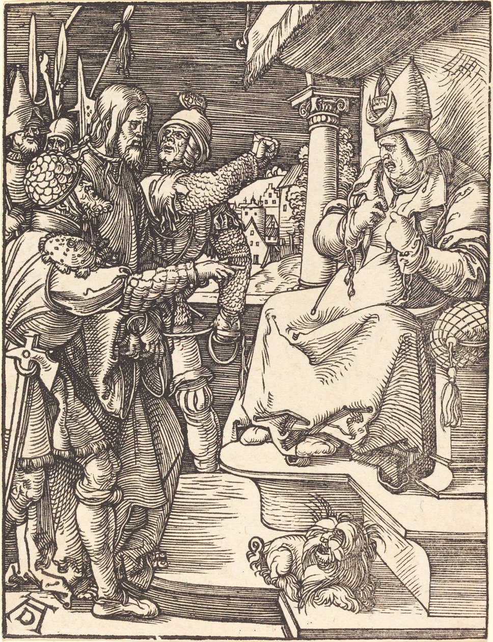Krisztus Kajafás előtt alkotó: Albrecht Dürer