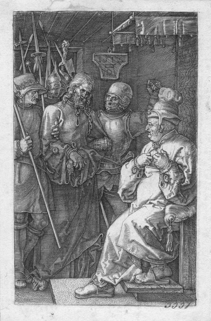 Krisztus Kajafás előtt alkotó: Albrecht Dürer