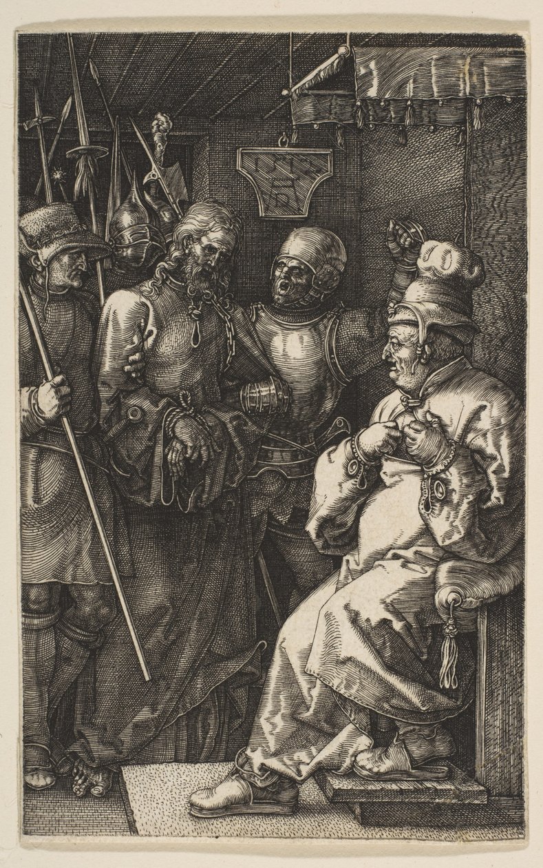 Krisztus Kajafás előtt alkotó: Albrecht Dürer