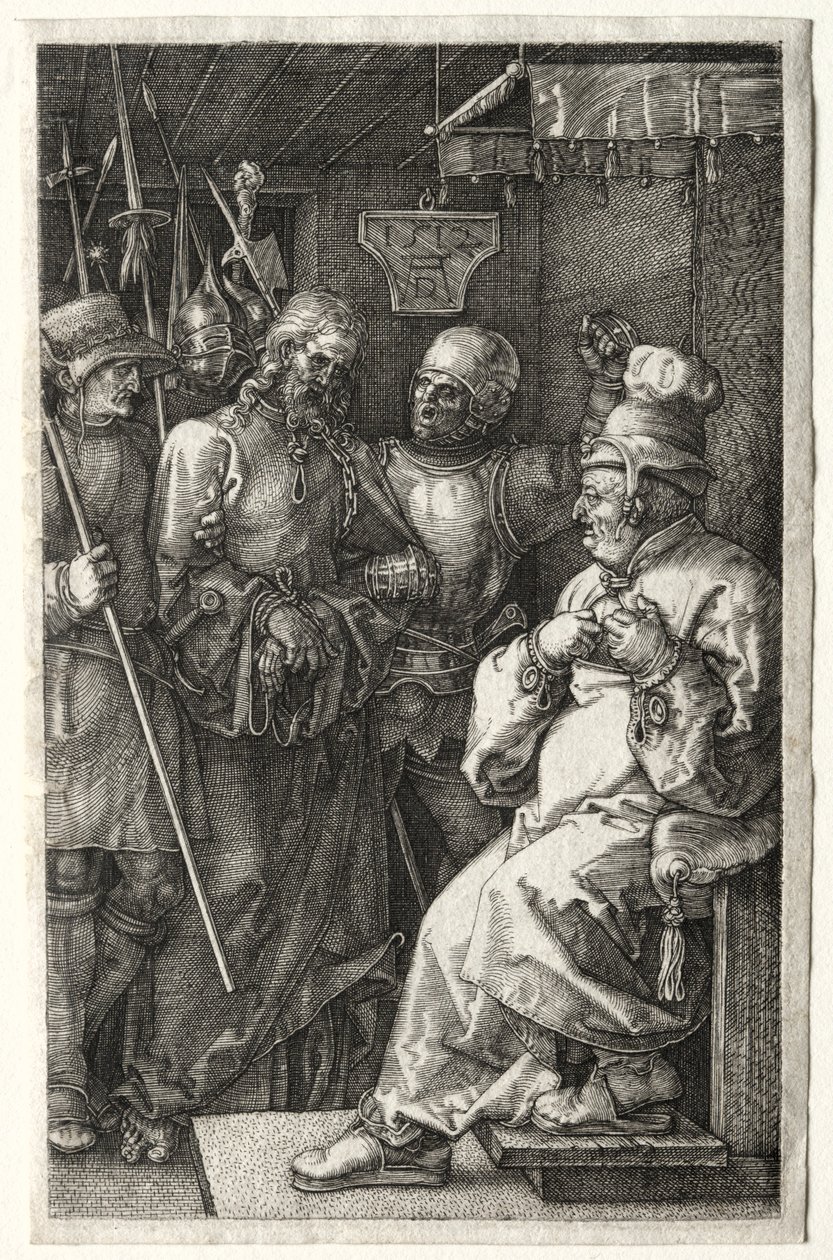 Krisztus Kajafás előtt, 1512. alkotó: Albrecht Dürer