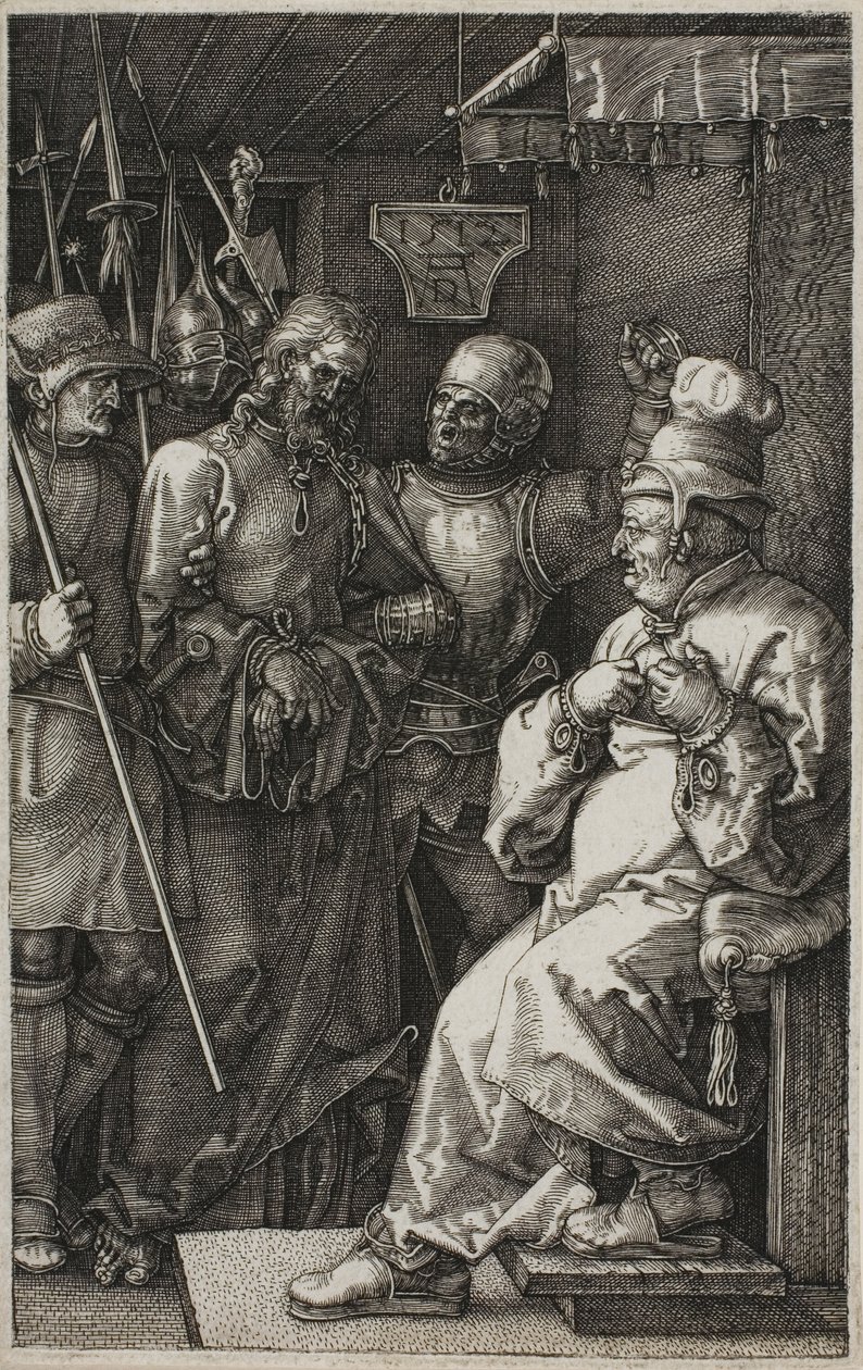 Krisztus Kajafás előtt, a Vésett szenvedésből alkotó: Albrecht Dürer
