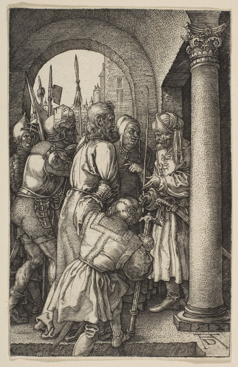 Krisztus Pilátus előtt, a „Passió” című műből alkotó: Albrecht Dürer