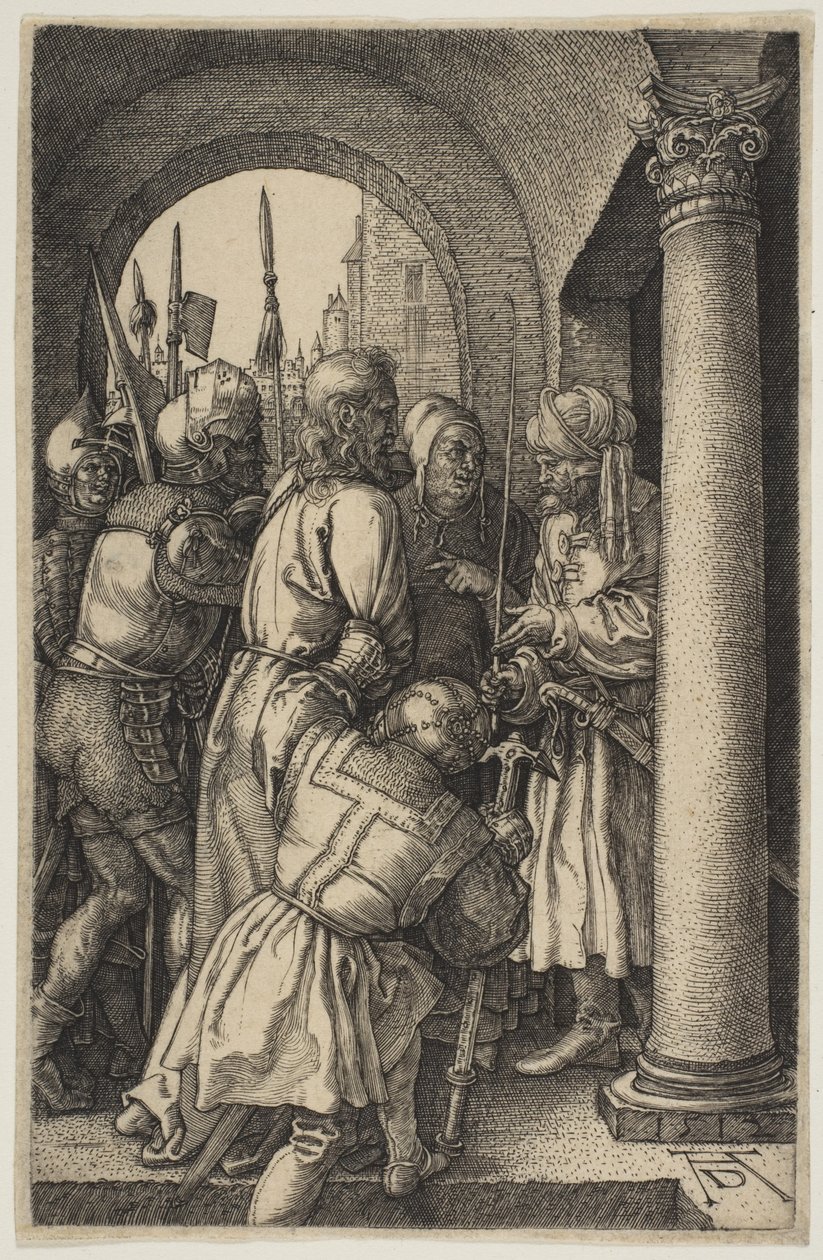 Krisztus Pilátus előtt, „A passió”-ból alkotó: Albrecht Dürer