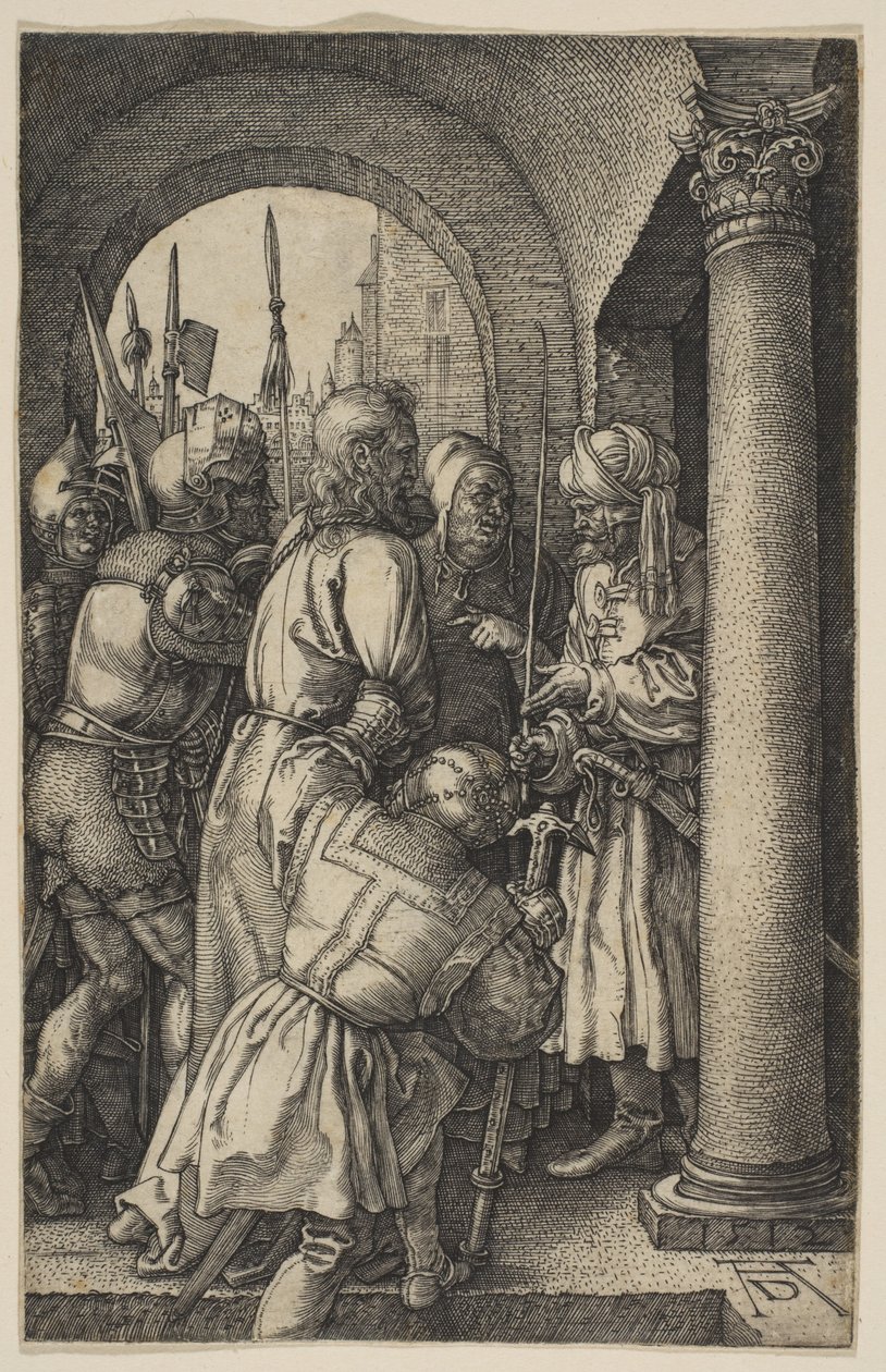 Krisztus Pilátus előtt, „A passió” című műből alkotó: Albrecht Dürer