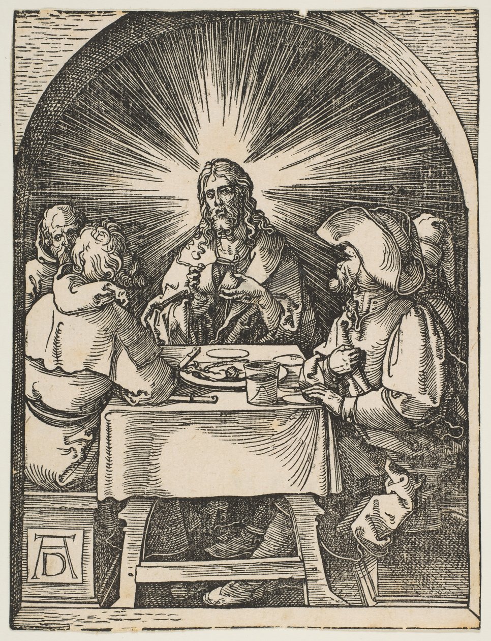 Krisztus Emmausban, A kis szenvedésből, kb. 1510. alkotó: Albrecht Dürer