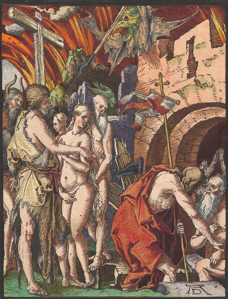 Krisztus Limbóban, a Kis fametszetű passióból.n.d. alkotó: Albrecht Dürer
