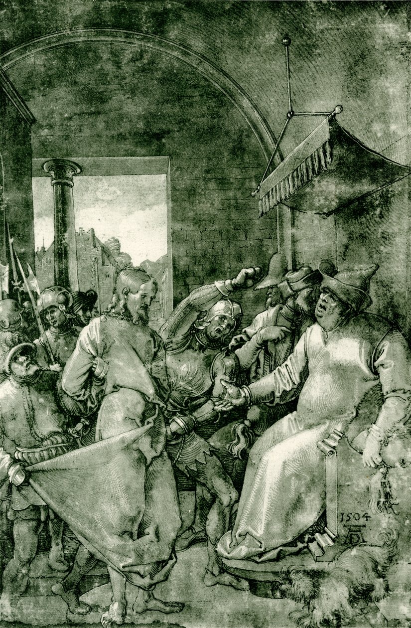 Krisztus Kajafás előtt alkotó: Albrecht Dürer
